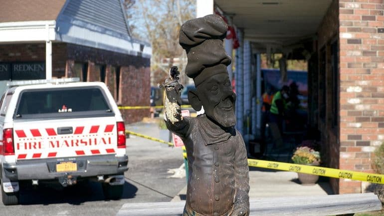 Fire Marshal still on scene at a fire that broke out at  Pazzo Ristorante and Wood Fired Pizzeria in Wading River on Tuesday November 18, 2025. 
