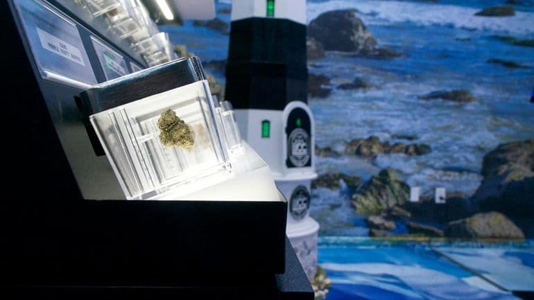 Some products on display inside the Long Island Cannabis Club located in Deer Park. In order to reopen the federal government, there is a proposed bill that selling products with THC a crime. Wednesday November 12, 2025.